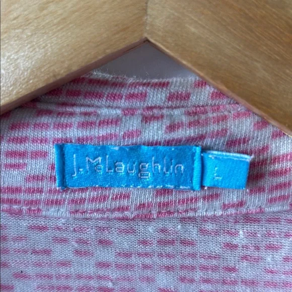 J. McLaughlin Brynn  Linen Blend Space Dye Pink Button-Up Top size L - Picture 4 of 6